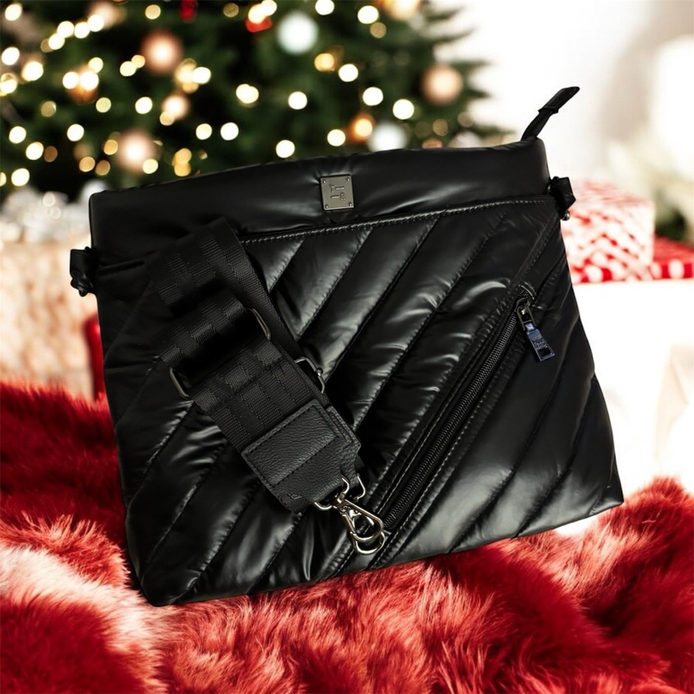 Think Royln Pearl Black Quilted Crossbody Bag